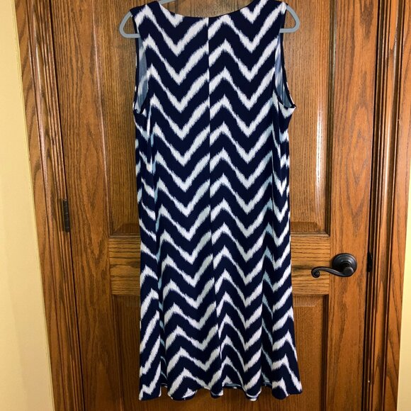 Glamour Navy & White Sleeveless Midi Dress Size 14W - Picture 2 of 5